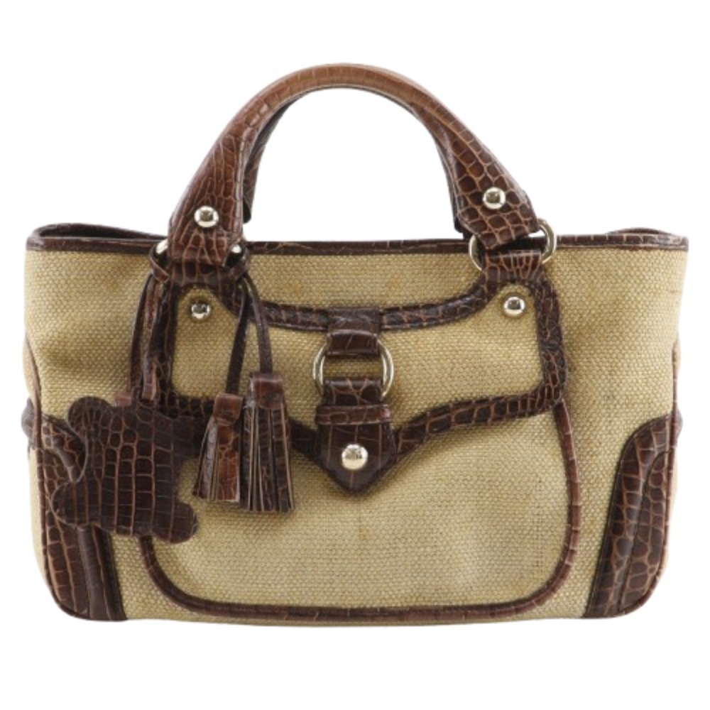 セリーヌ CELINE ブギーバッグ ハンドバッグ トリオンフチャーム ストロー&times;型押しレザー 茶 2way A5 オープン Boogie bag レディース【中古】｜質にしきの【ブランド販売・買取】 34,320円