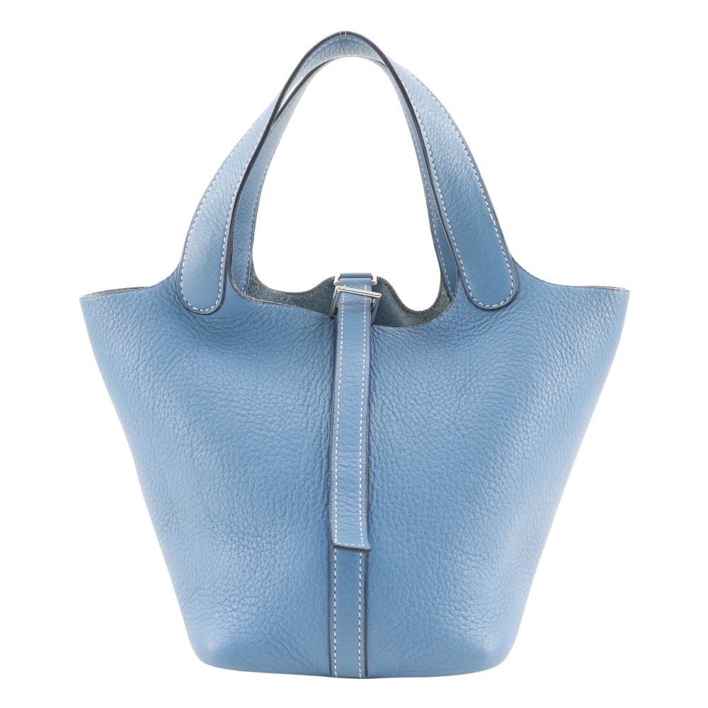エルメス HERMES ピコタン18 PM ハンドバッグ トリヨンクレマンス ブルージーン 2004年 水色/シルバー金具 □H 手提げ ベルト金具 Picotin18 PM レディース【中古】