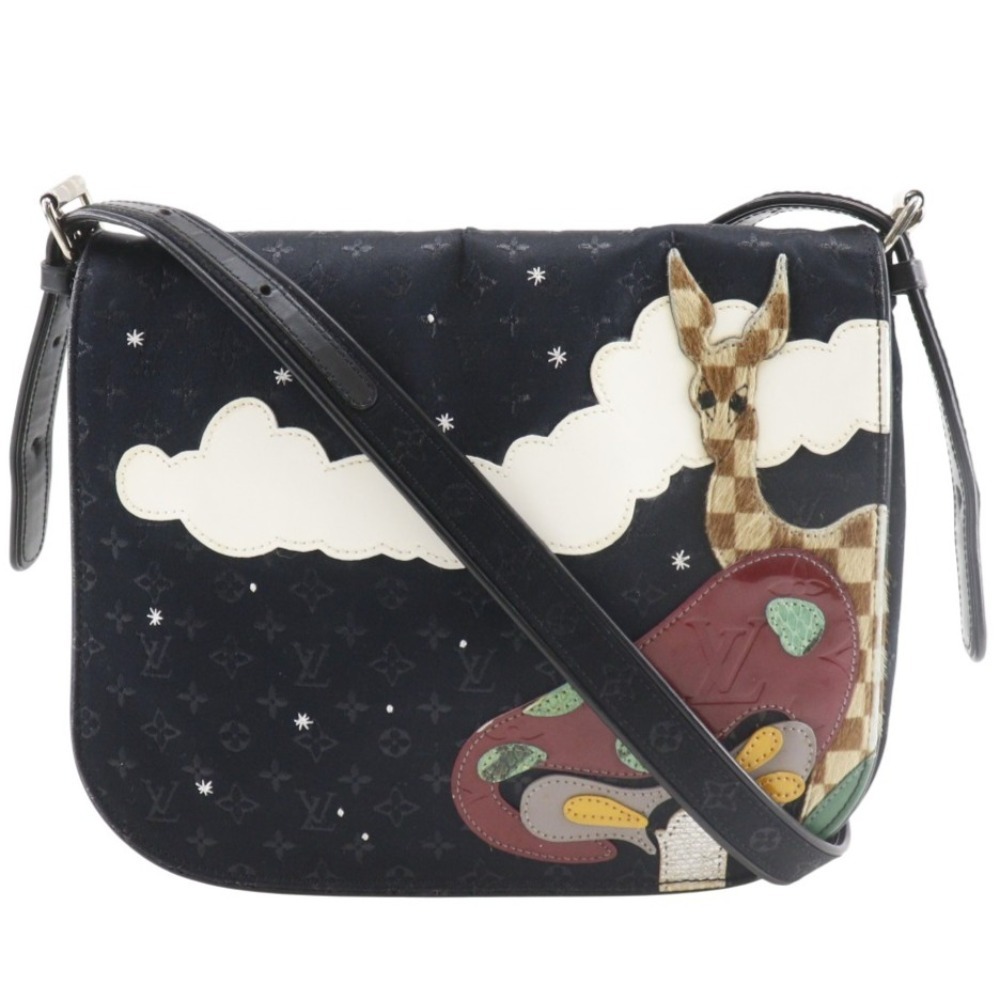 ルイ・ヴィトン LOUIS VUITTON ミュゼット ショルダーバッグ コント・ドゥ・フェ M92273 モノグラムサテン×モノグラムヴェルニ×ハラコ 2002年 黒 SR0032 斜め掛け 肩掛け A5 マグネットタイプ Muset レディース【中古】