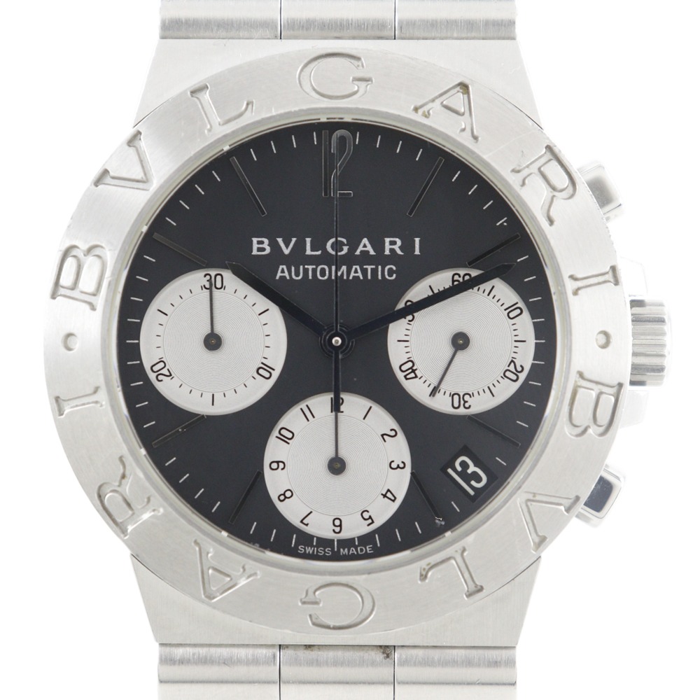 ブルガリ BVLGARI ディアゴノ スポーツ 腕時計 CH35S ステンレススチール ブラック 自動巻き クロノグラフ 黒文字盤 Diagono Sports メンズ【中古】 97,900円