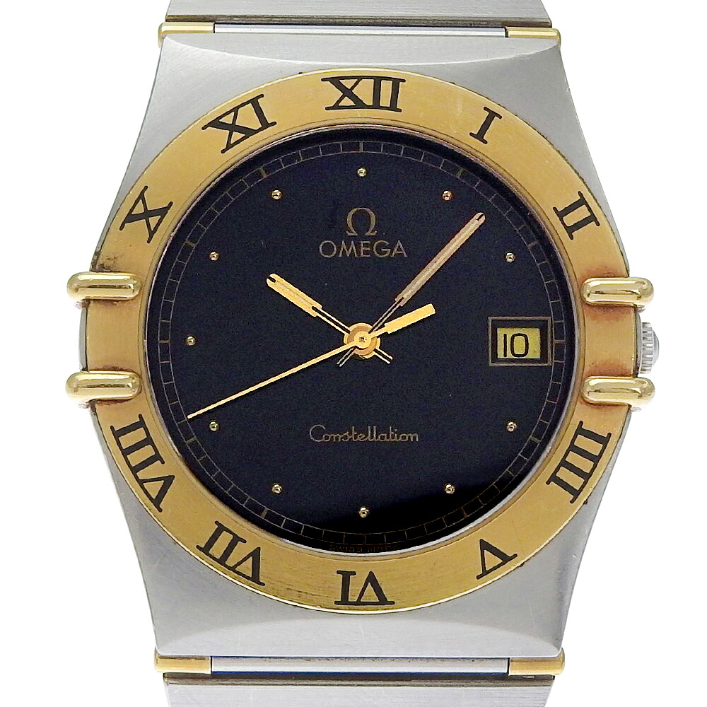 オメガ OMEGA コンステレーション 腕時計 ステンレススチール シルバー クオーツ アナログ表示 黒文字盤 Constellation メンズ【中古】