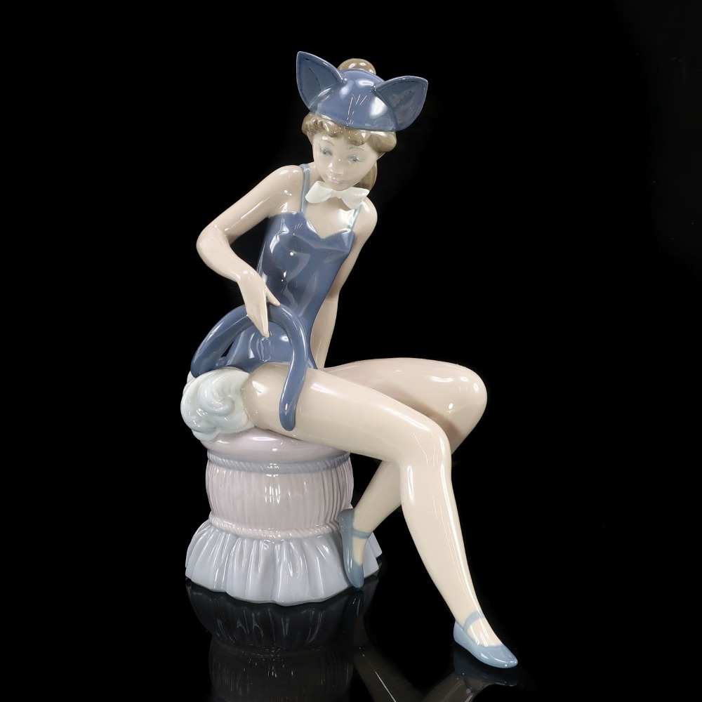 リヤドロ Lladro キャットガール 希少作 置物 オブジェ ポーセリン Cat Girl Rare Work _【中古】A-ランク|質にしきの【ブランド販売・買取】