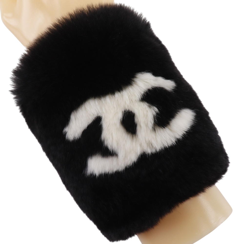 シャネル CHANEL ココマーク ブレスレット リストバンド ラビットファー 黒 約35g COCO Mark レディース【中古】A+ランク｜質にしきの【ブランド販売・買取】
