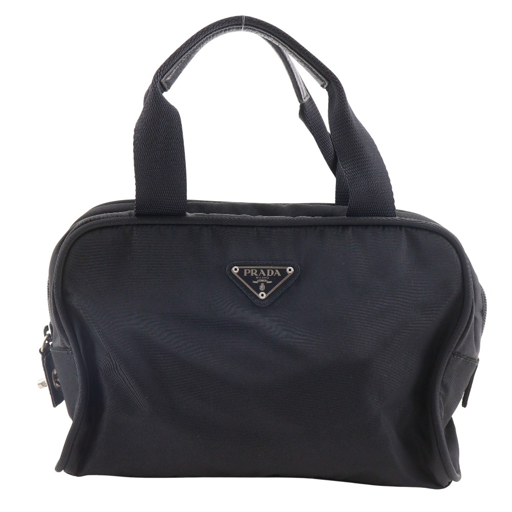 プラダ PRADA ミニボストン ハンドバッグ ナイロン 黒 手提げ A5 ファスナー Mini Boston レディース【中古】A-ランク