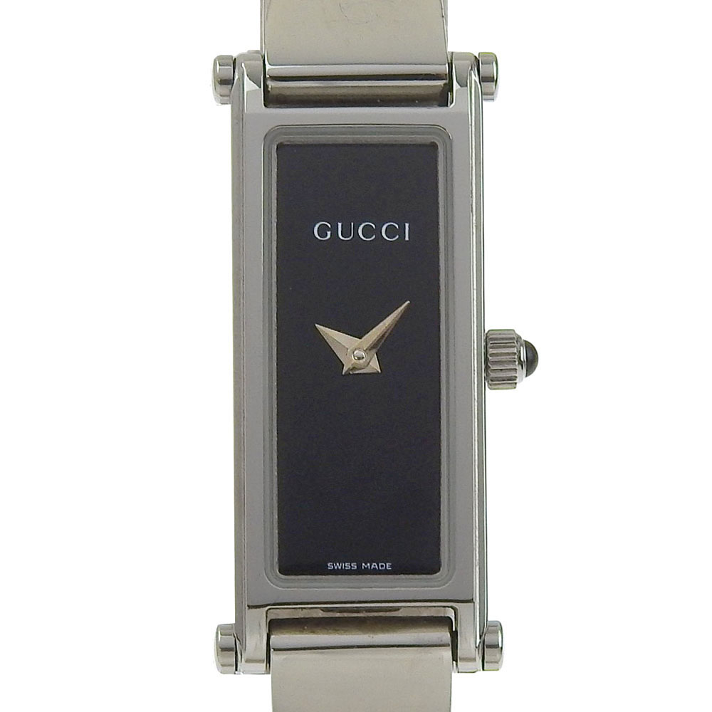 グッチ GUCCI 腕時計 1500L ステンレススチール クオーツ アナログ表示 黒文字盤 レディース【中古】A-ランク