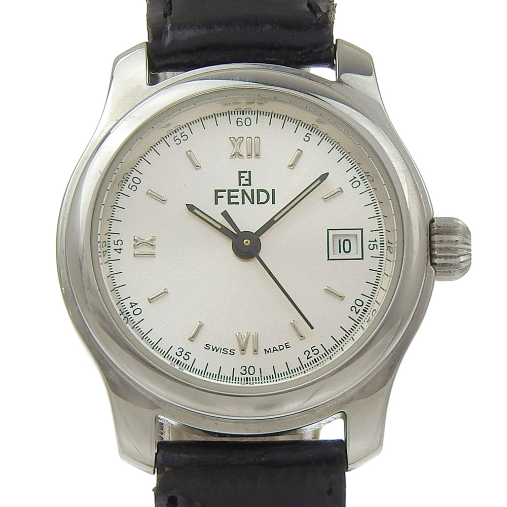 フェンディ FENDI オロロジ 腕時計 210L ステンレススチール×レザー クオーツ アナログ表示 シルバー文字盤 Olologi レディース【中古】