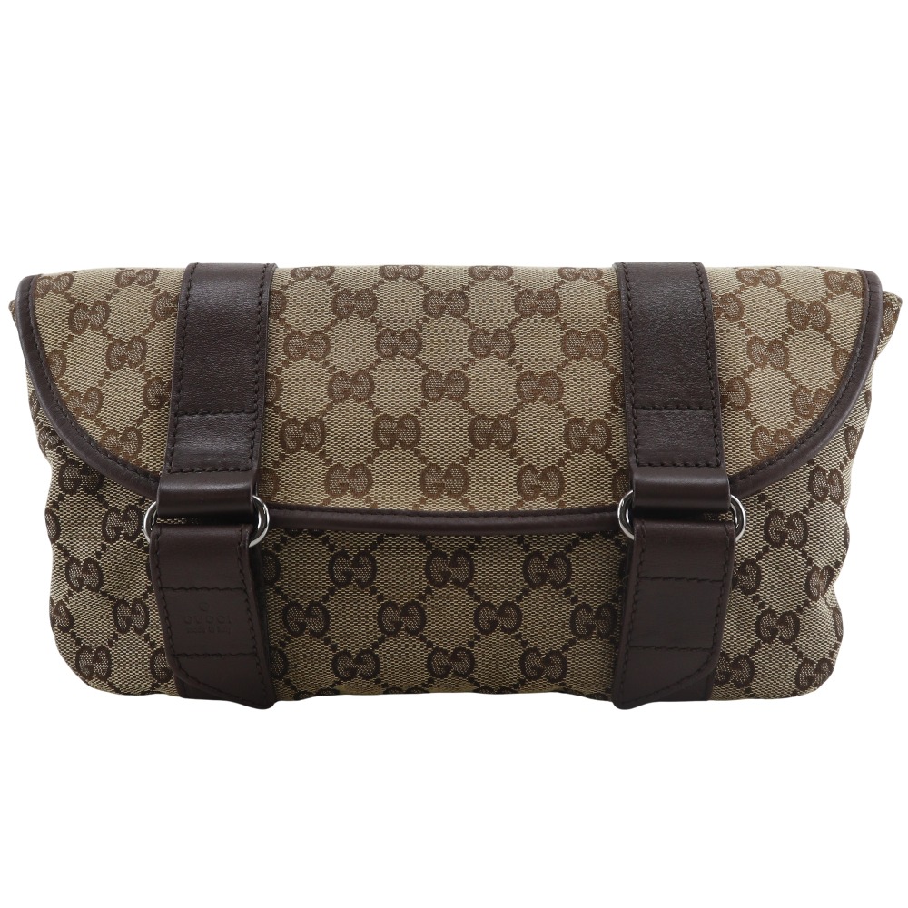 グッチ GUCCI ウエストバッグ ボディバッグ 145851 GGキャンバス ベージュ マジックテープ Waist bag メンズ【中古】