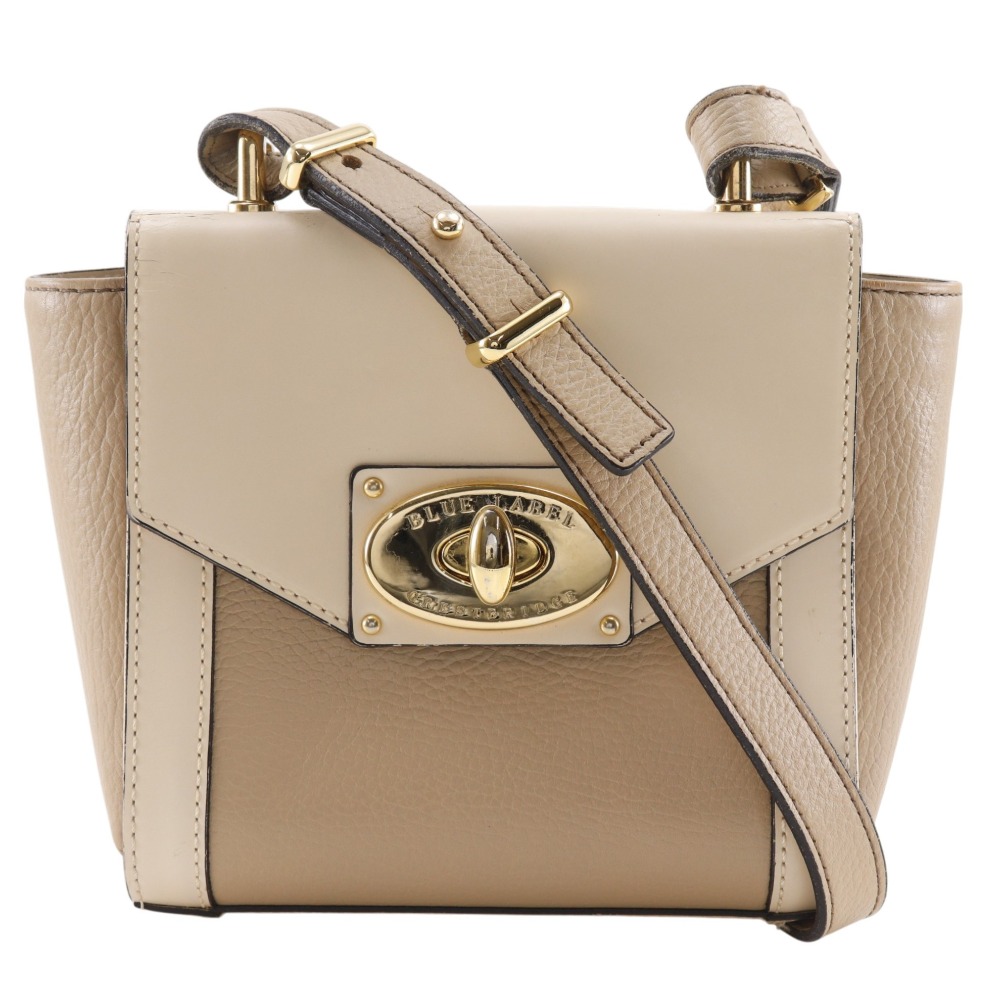 バーバリーブルーレーベル BURBERRY BLUE LABEL ブルーレーベル・クレストブリッジ ショルダーバッグ バイカラー レザー ベージュ 斜め掛け ターンロック Blue Label Crestbridge レディース【中古】