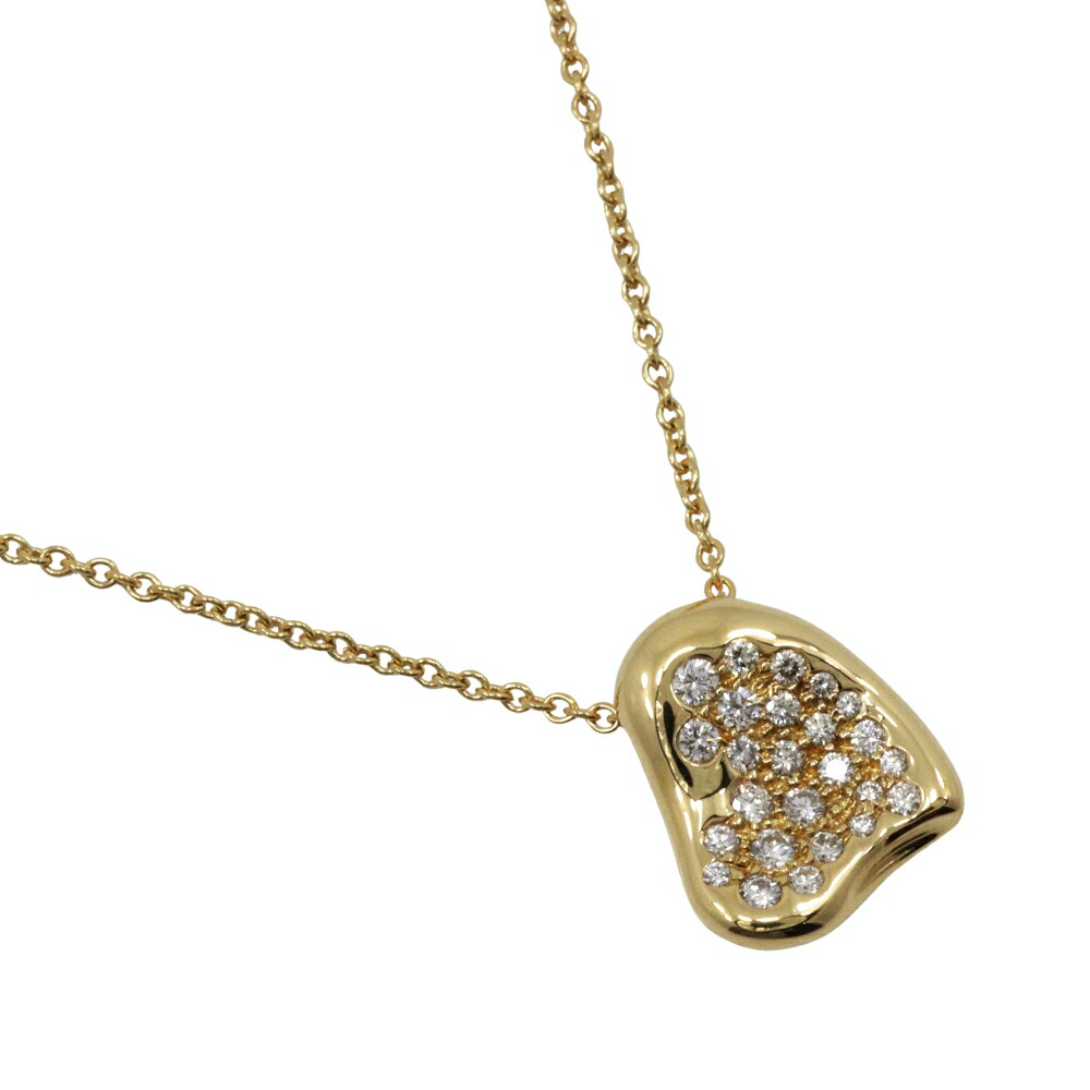 ティファニー TIFFANY&Co. フルハート パヴェ ネックレス エルサ・ペレッティ K18イエローゴールド×ダイヤモンド ハート 約4.9g Full Heart Pav・・ レディース【中古】Aランク
