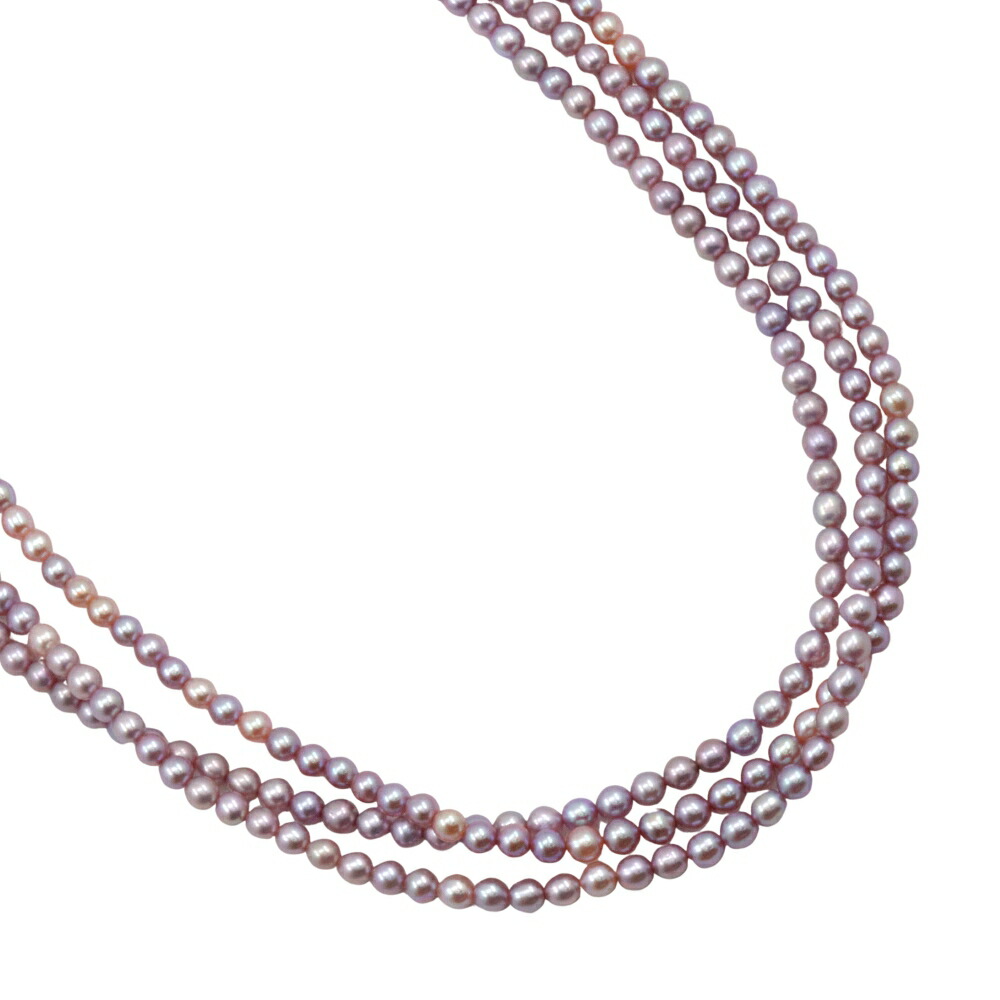 タサキ TASAKI ベビーパール ネックレス 3連3.5～4.0ｍｍ 真珠×シルバー ピンク Baby pearl レディース【中古】A-ランク