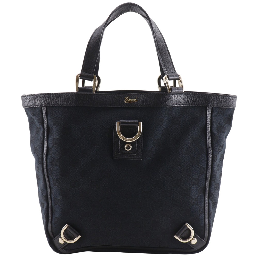 グッチ GUCCI アビー ハンドバッグ トートバッグ 130739 GGキャンバス 黒 手提げ A5 オープン Abbey レディース【中古】