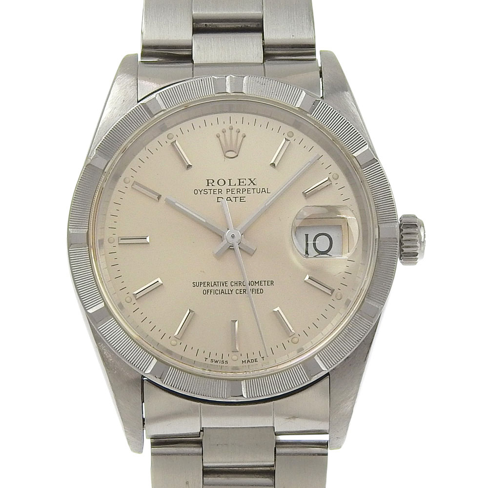 ロレックス ROLEX オイスターパーペチュアル 腕時計 エンジンターンドベゼル cal.3135 15210 ステンレススチール 1993年 シルバー 自動巻き アナログ表示 シルバー文字盤 Oyster perpetual メンズ【中古】A-ランク 359,100円
