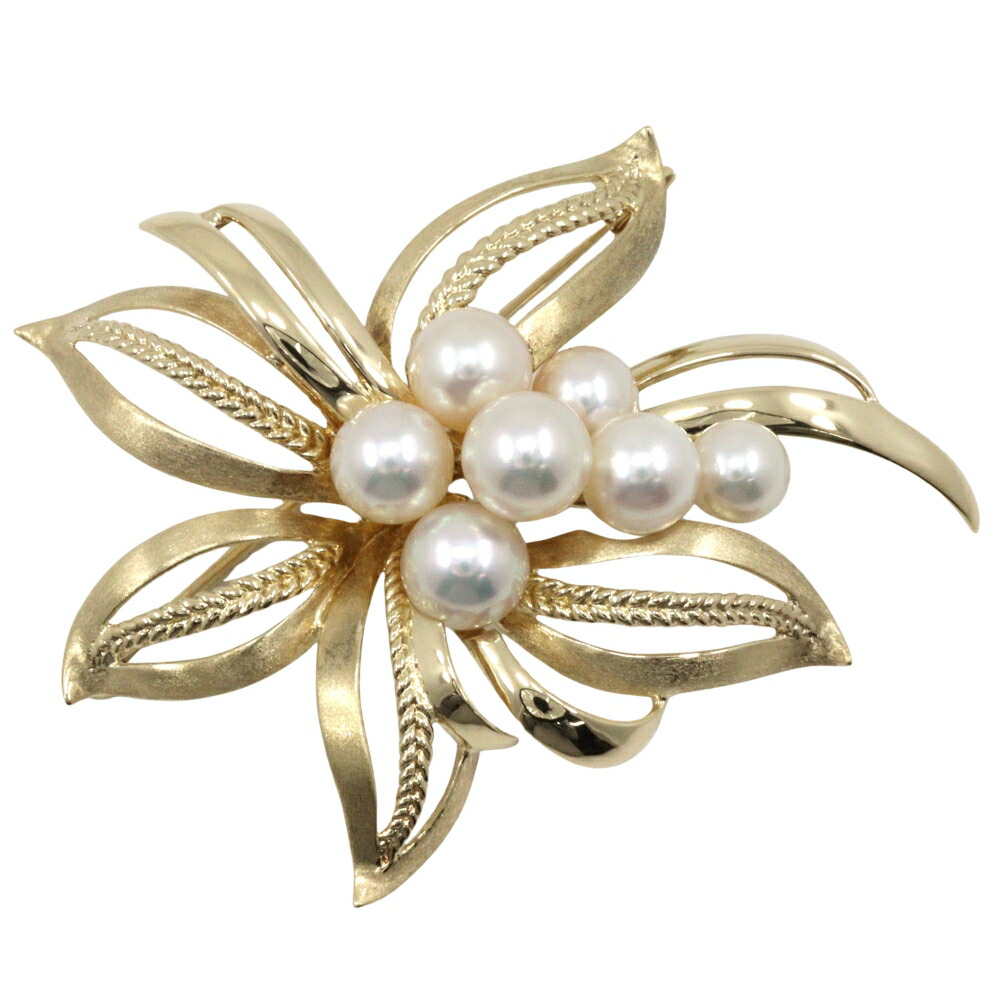 ミキモト MIKIMOTO 真珠 ブローチ K14イエローゴールド×パール 約16.6g Pearl レディース【中古】Aランク