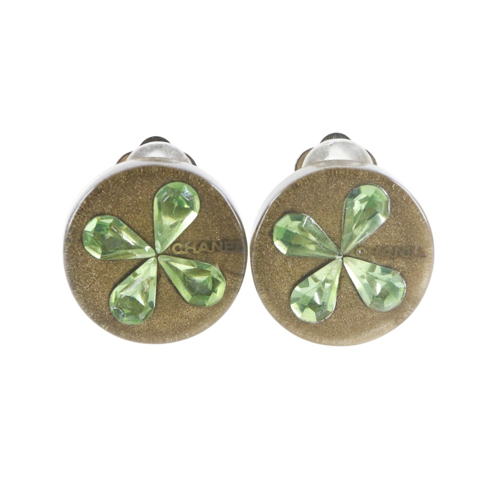 シャネル CHANEL クローバー イヤリング プラスチック×金メッキ 2001年 ゴールド 01C クローバー 約8g Clover レディース【中古】