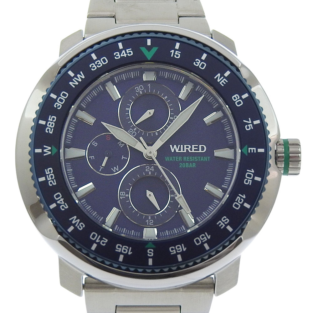 セイコー SEIKO WIRED ワイアード 腕時計 ソリディティー AGAT416 VH67-KCC0 ステンレススチール ブルー クオーツ クロノグラフ 青文字盤 WIRED Wired メンズ【中古】A+ランク