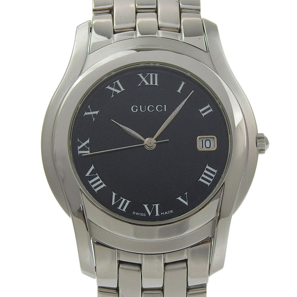 グッチ GUCCI 腕時計 5500M ステンレススチール クオーツ アナログ表示 黒文字盤 ボーイズ【中古】A-ランク