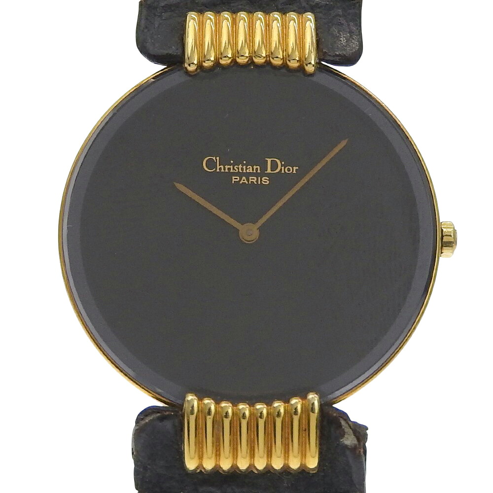 クリスチャンディオール Dior バキラ 腕時計 47 153-2 ステンレススチール×レザー クオーツ アナログ表示 黒文字盤 Bakira レディース【中古】