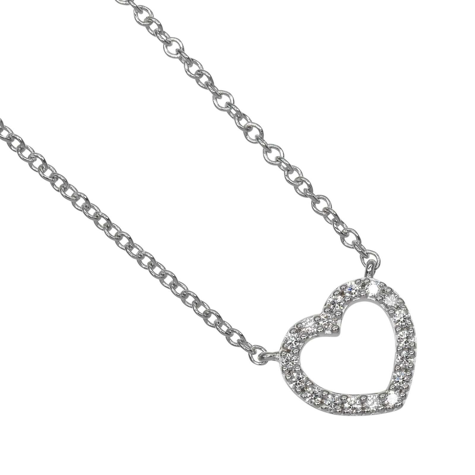 ティファニー ネックレス メトロハート K18WG ホワイトゴールド ダイヤモンド 約1.84g TIFFANY&Co.【中古】Aランク