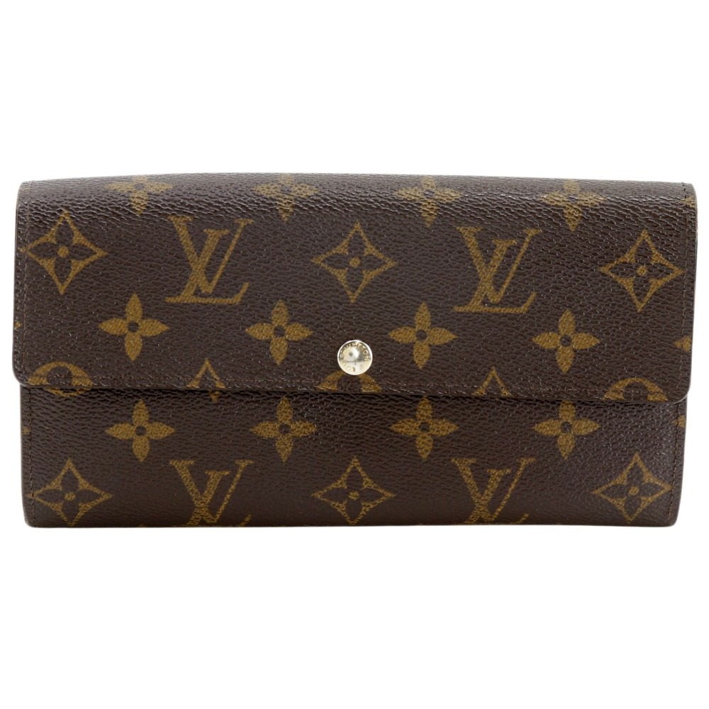 ルイ・ヴィトン LOUIS VUITTON ポルトフォイユ・サラ 長財布 M61734 モノグラムキャンバス 2009年 茶 CA3039 スナップボタン Portefeiulle Sarah ユニセックス【中古】B-ランク