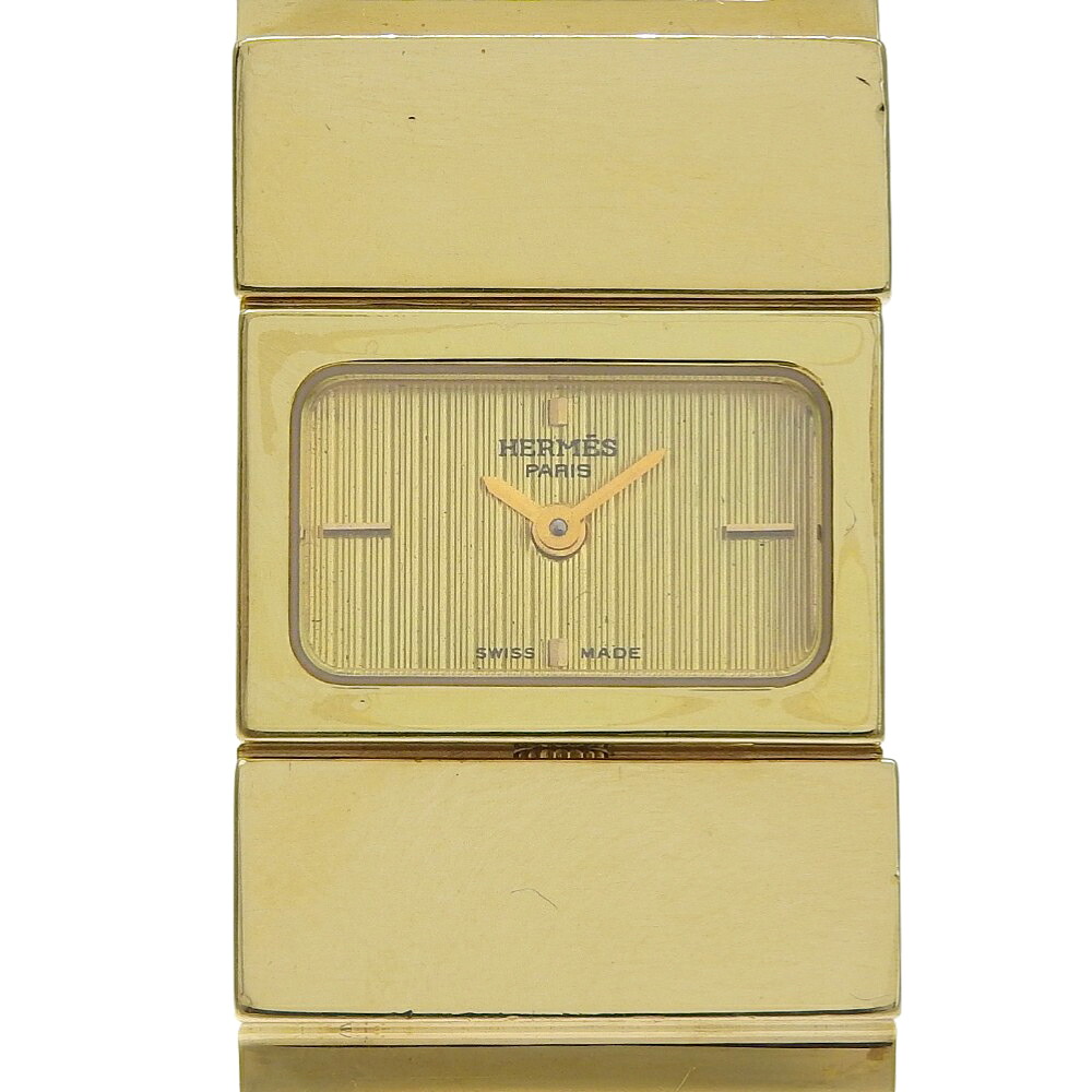 エルメス HERMES ロケ 腕時計 L01.201 金メッキ×リザード クオーツ アナログ表示 ゴールド文字盤 Location レディース【中古】|質にしきの【ブランド販売・買取】