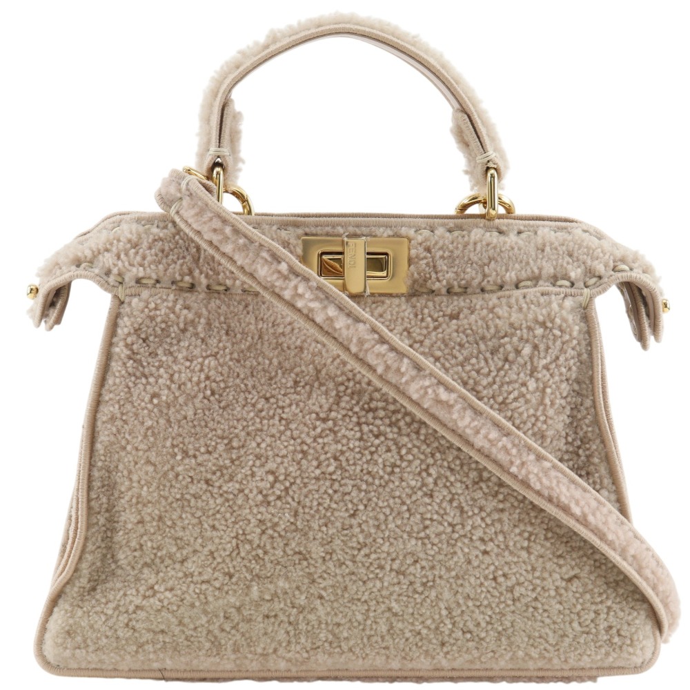 フェンディ FENDI ピーカブー ハンドバッグ 2WAYショルダー ムートン ピンクベージュ 斜め掛け 肩掛け 手提げ 2way ターンロック Peekaboo レディース【中古】A+ランク｜質にしきの【ブランド販売・買取】 92,400円