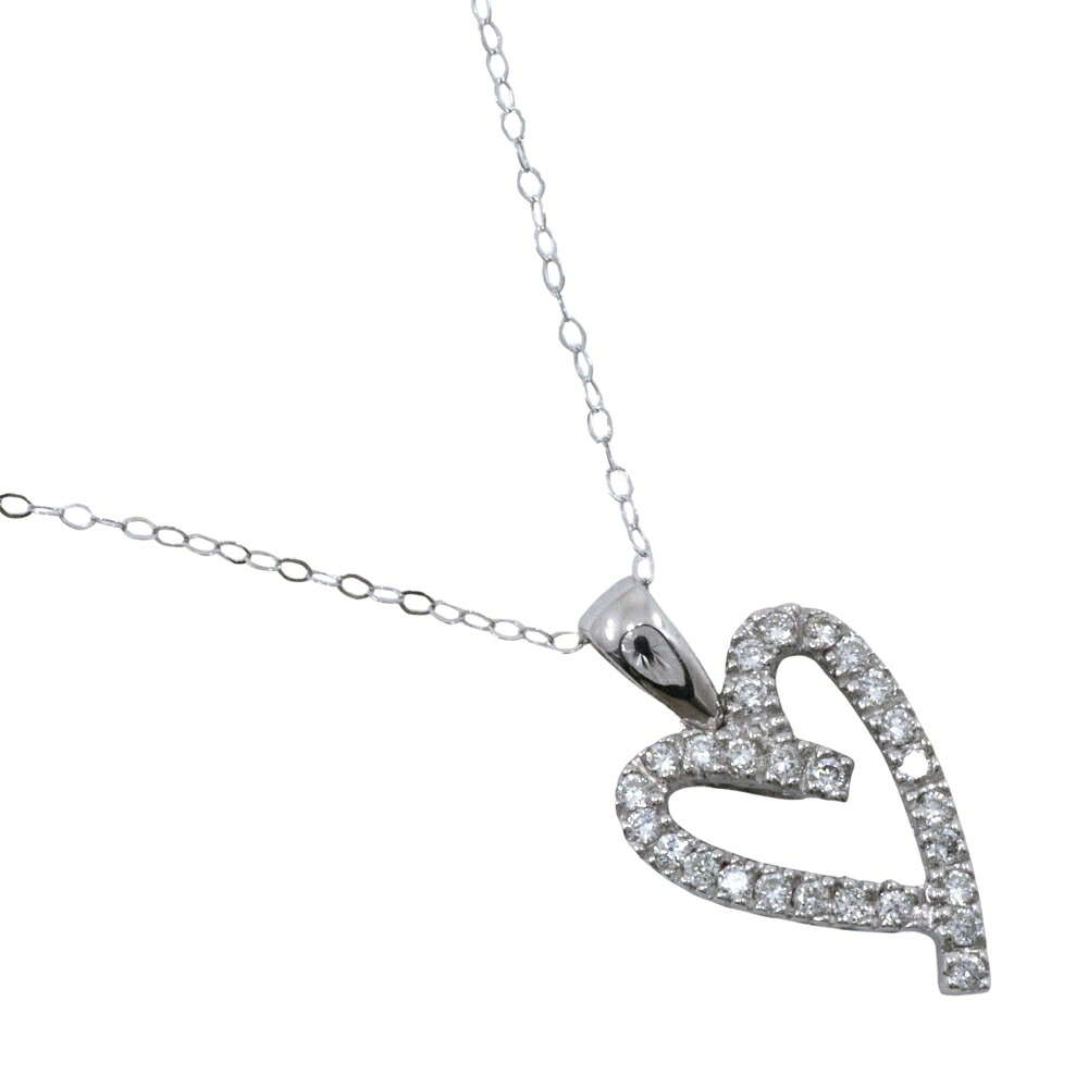 ハート ネックレス K18ホワイトゴールド&times;ダイヤモンド D0.20 ハート 約1.6g heart レディース【中古】A+ランク｜質にしきの【ブランド販売・買取】