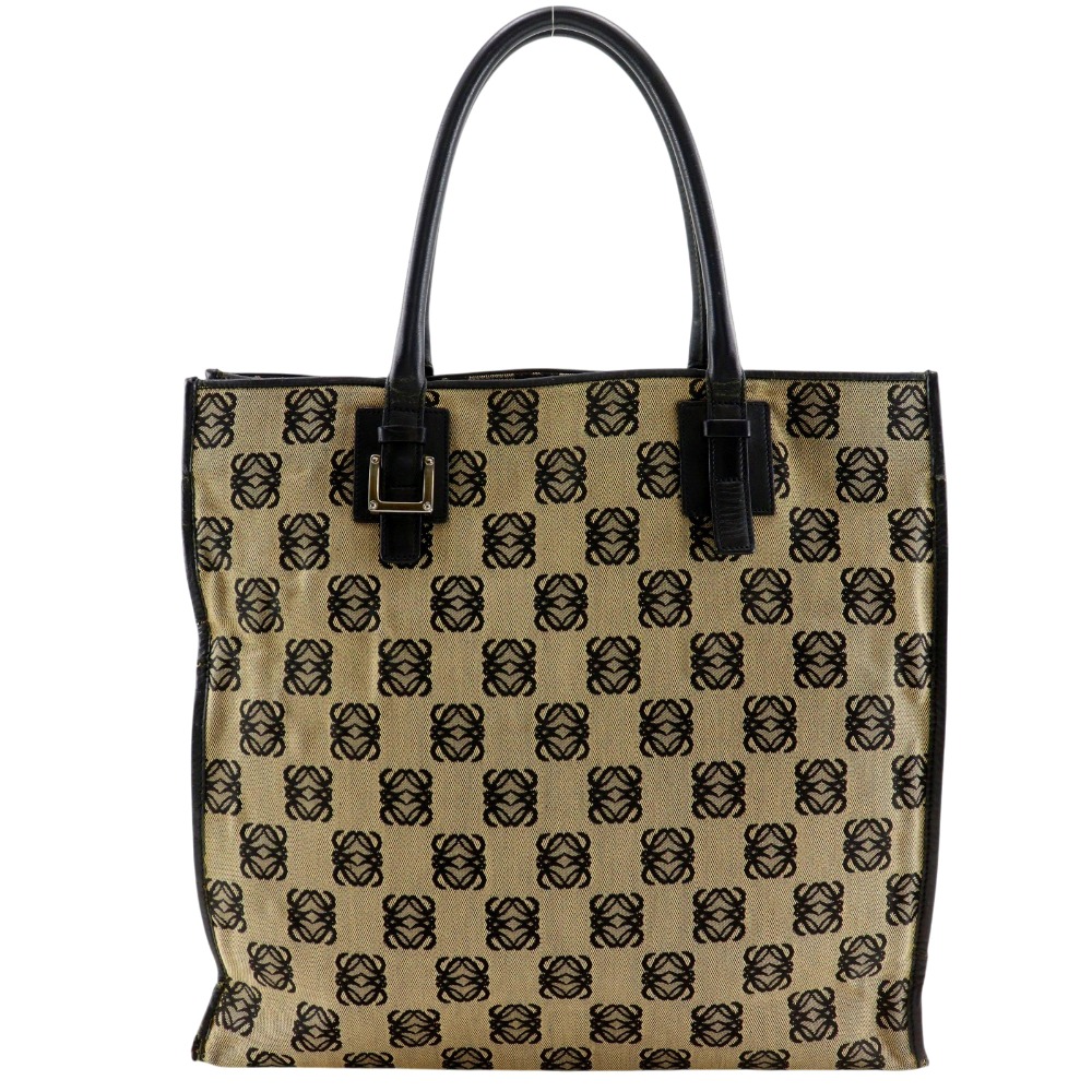 ロエベ LOEWE アナグラム トートバッグ キャンバス&times;レザー グレー 肩掛け 手提げ A4 オープン anagram ユニセックス【中古】B-ランク｜質にしきの【ブランド販売・買取】