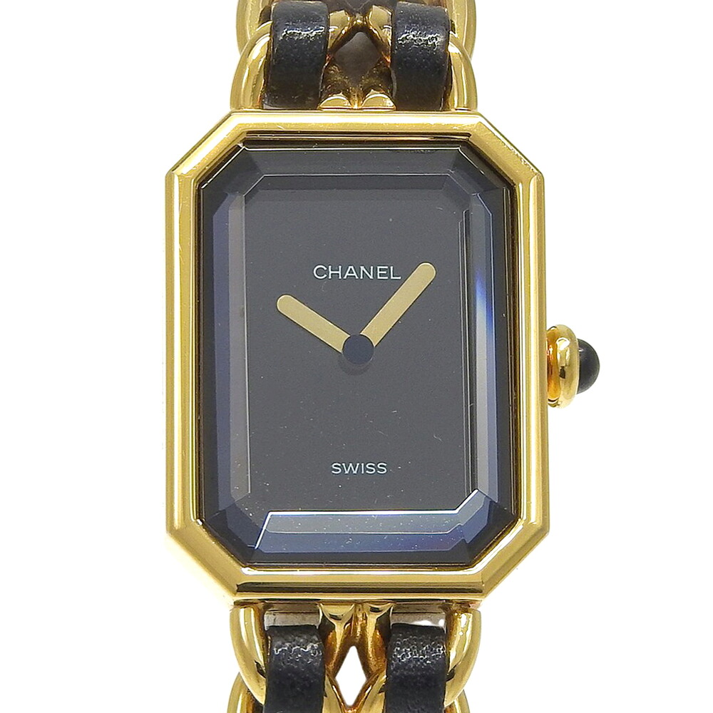 シャネル CHANEL プルミエールL 腕時計 H0001 金メッキ&times;レザー クオーツ アナログ表示 黒文字盤 Premiere L レディース【中古】｜質にしきの【ブランド販売・買取】