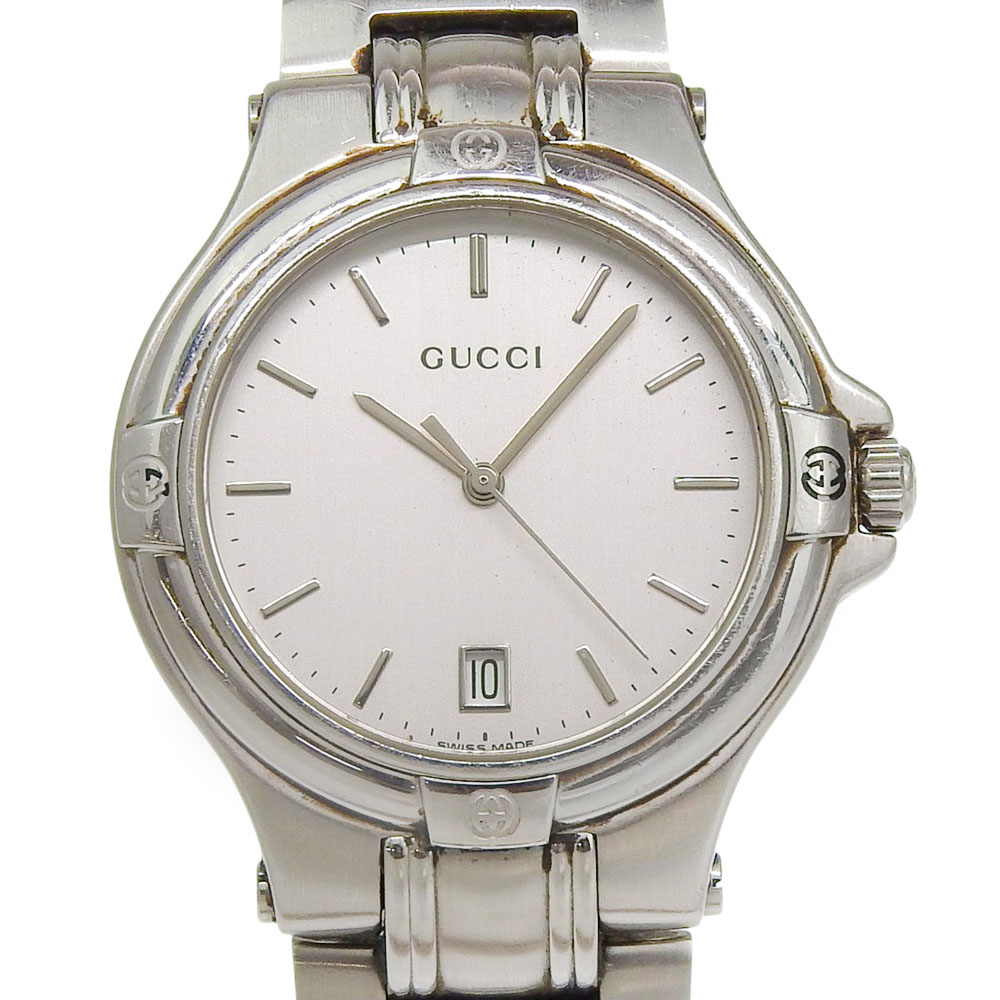 グッチ GUCCI 腕時計 9040M ステンレススチール クオーツ アナログ表示 シルバー文字盤 メンズ【中古】｜質にしきの【ブランド販売・買取】