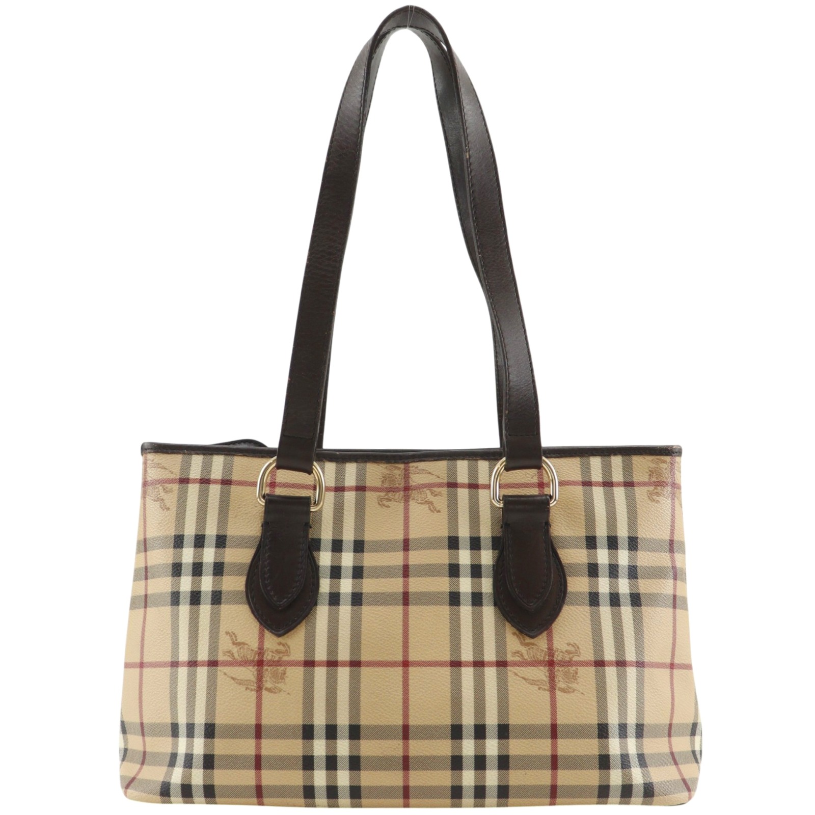 バーバリー BURBERRY ヘイマーケットチェック トートバッグ ノバチェック PVC ベージュ 肩掛け 手提げ A5 ファスナー Hay market check レディース【中古】|質にしきの【ブランド販売・買取】
