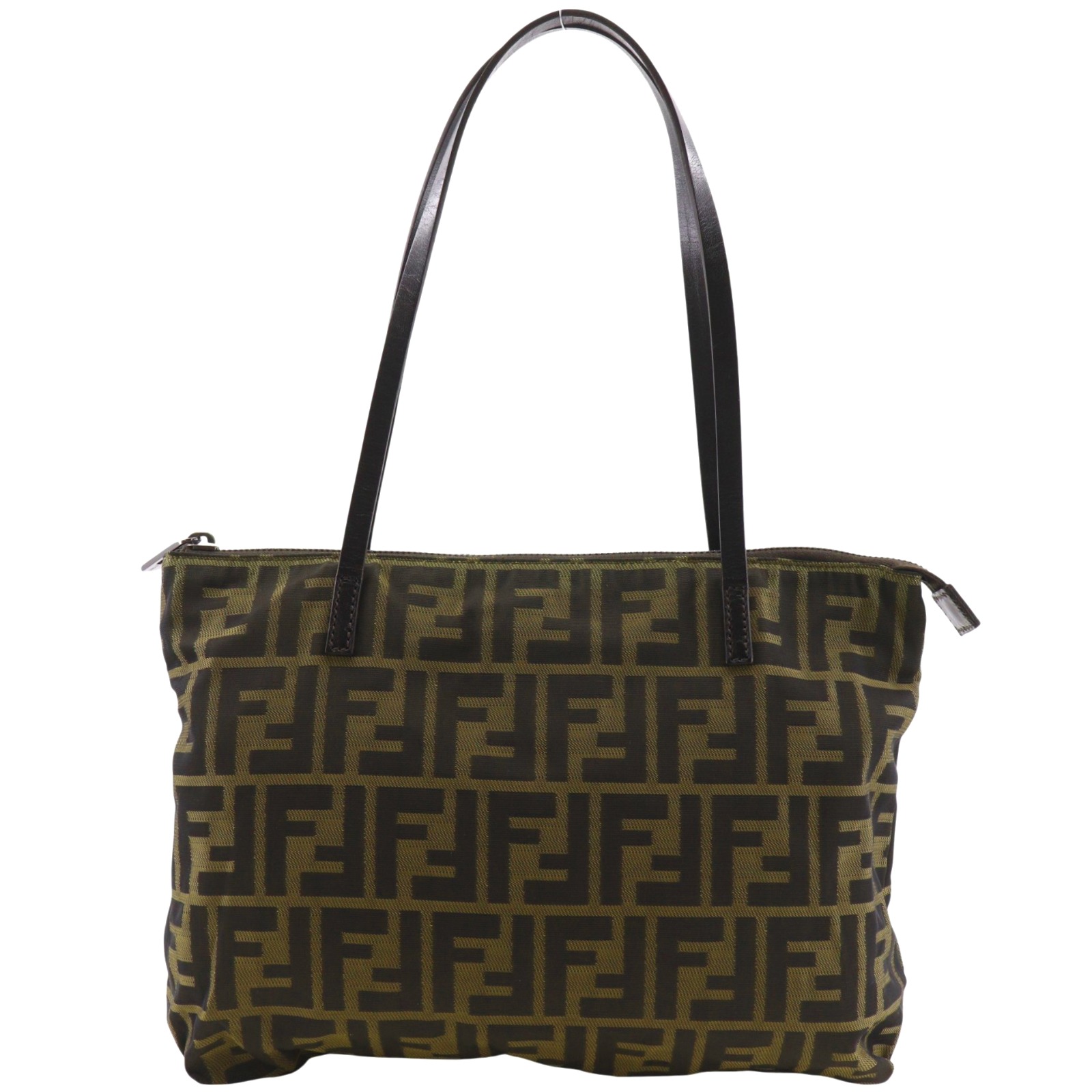 フェンディ FENDI ズッカ トートバッグ ナイロンキャンバス 茶 肩掛け 手提げ A5 ファスナー Zucca レディース【中古】｜質にしきの【ブランド販売・買取】