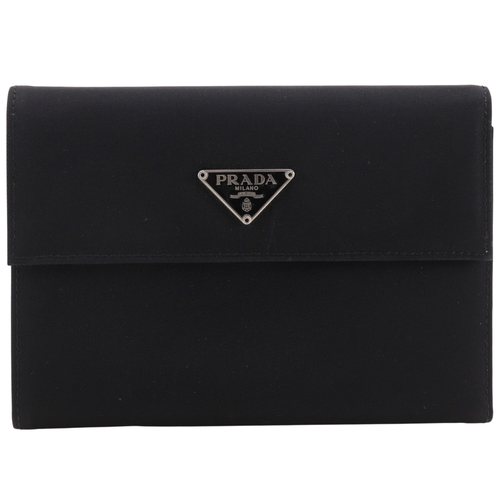 プラダ PRADA 三つ折り財布 ナイロン 黒 スナップボタン ユニセックス【中古】A-ランク｜質にしきの【ブランド販売・買取】