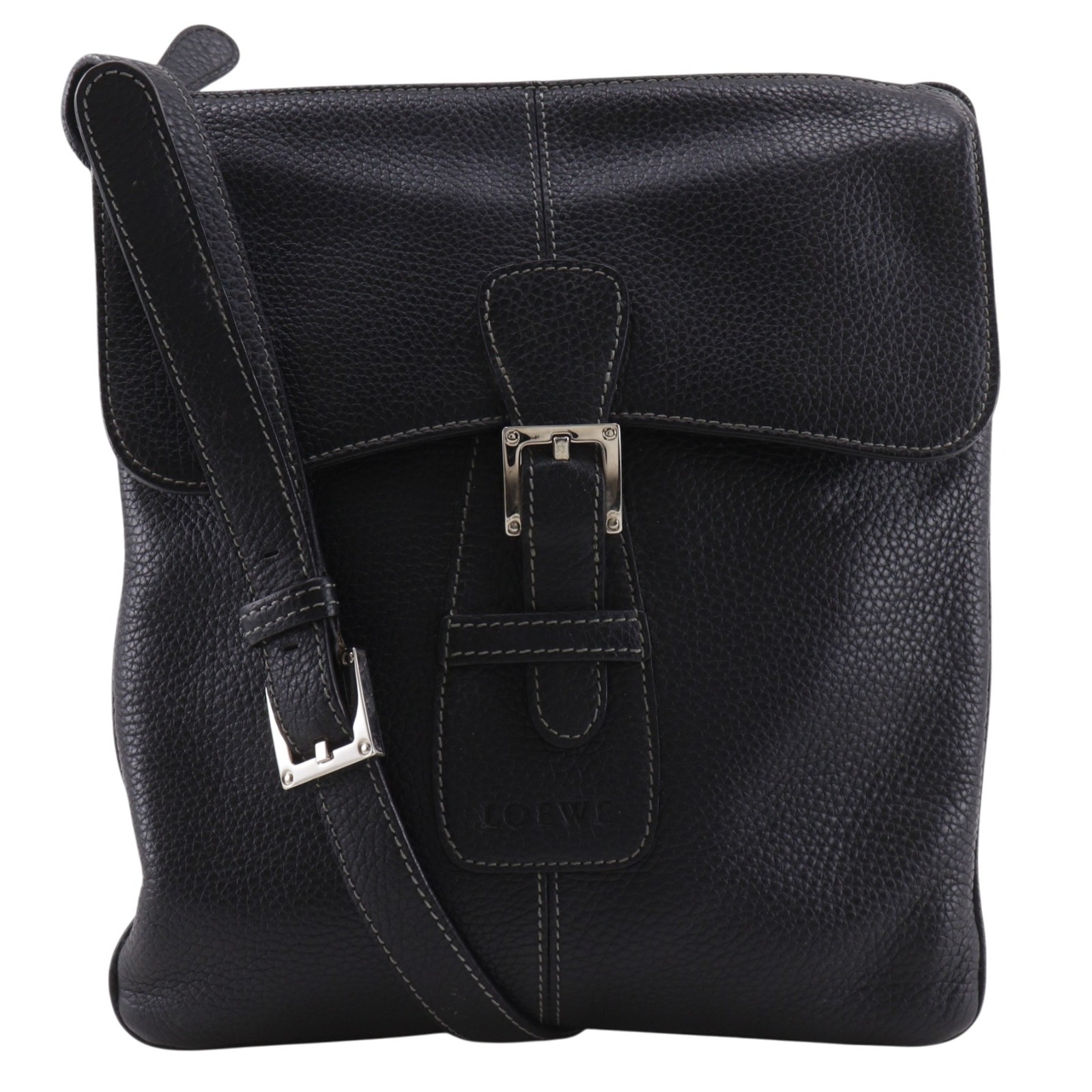 ロエベ LOEWE ショルダーバッグ レザー 黒 斜め掛け A5 ファスナー メンズ【中古】｜質にしきの【ブランド販売・買取】 47,880円