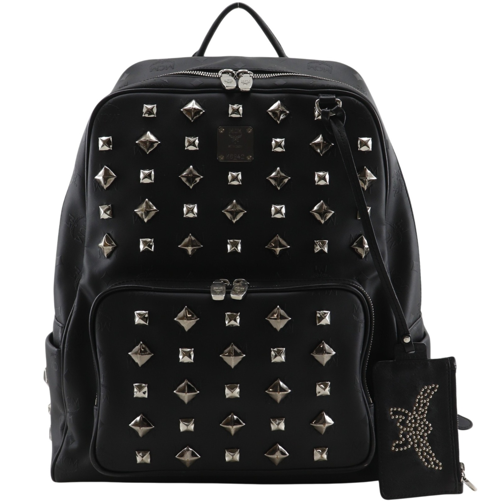 エム・シー・エム MCM スタッズ リュック・デイパック ヴィセトス PVC 黒 肩掛け 手提げ 2way A4 ダブルファスナー Studs メンズ【中古】｜質にしきの【ブランド販売・買取】
