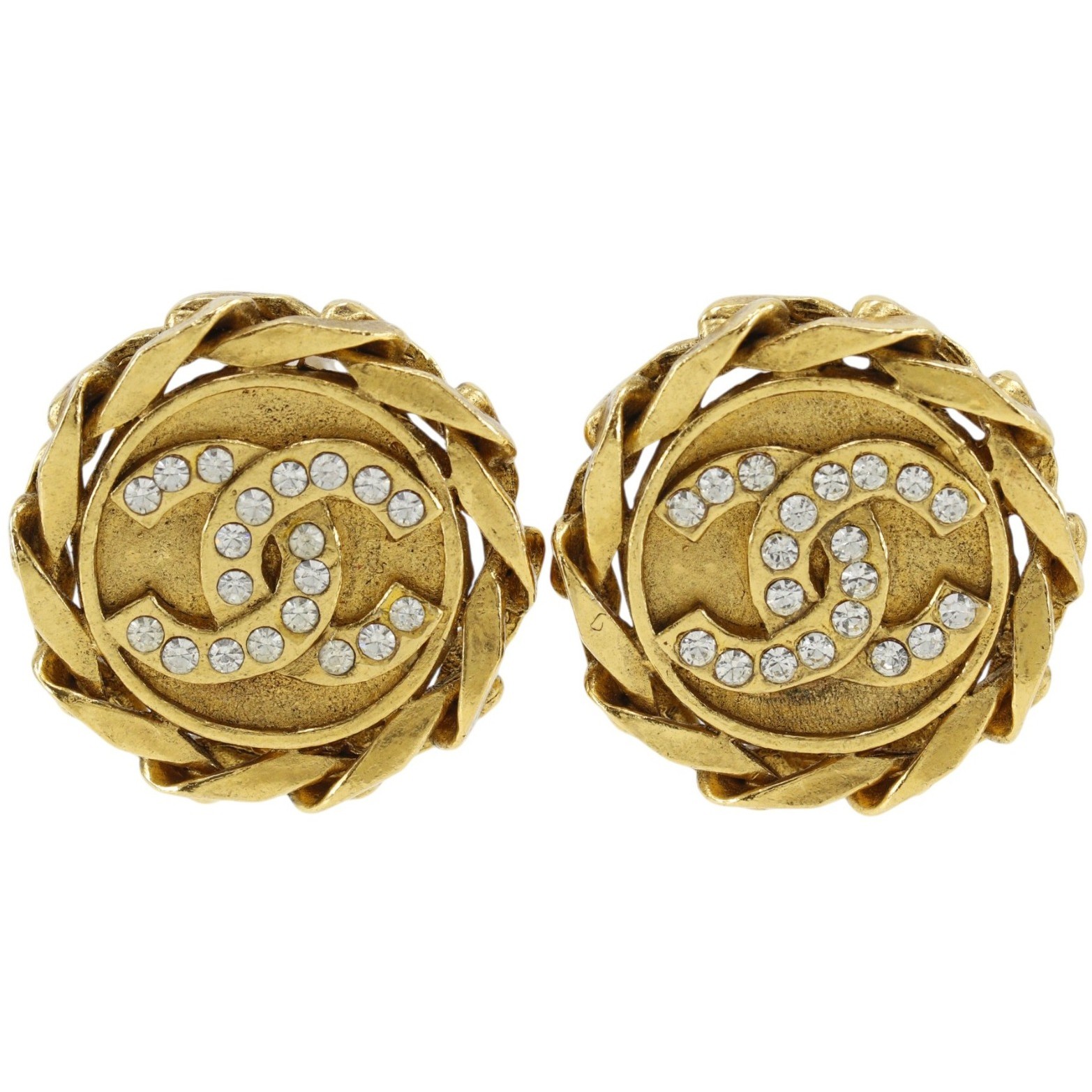 シャネル CHANEL ココマーク イヤリング ヴィンテージ 金メッキ&times;ラインストーン 1988年 23 約27.3g COCO Mark レディース【中古】｜質にしきの【ブランド販売・買取】