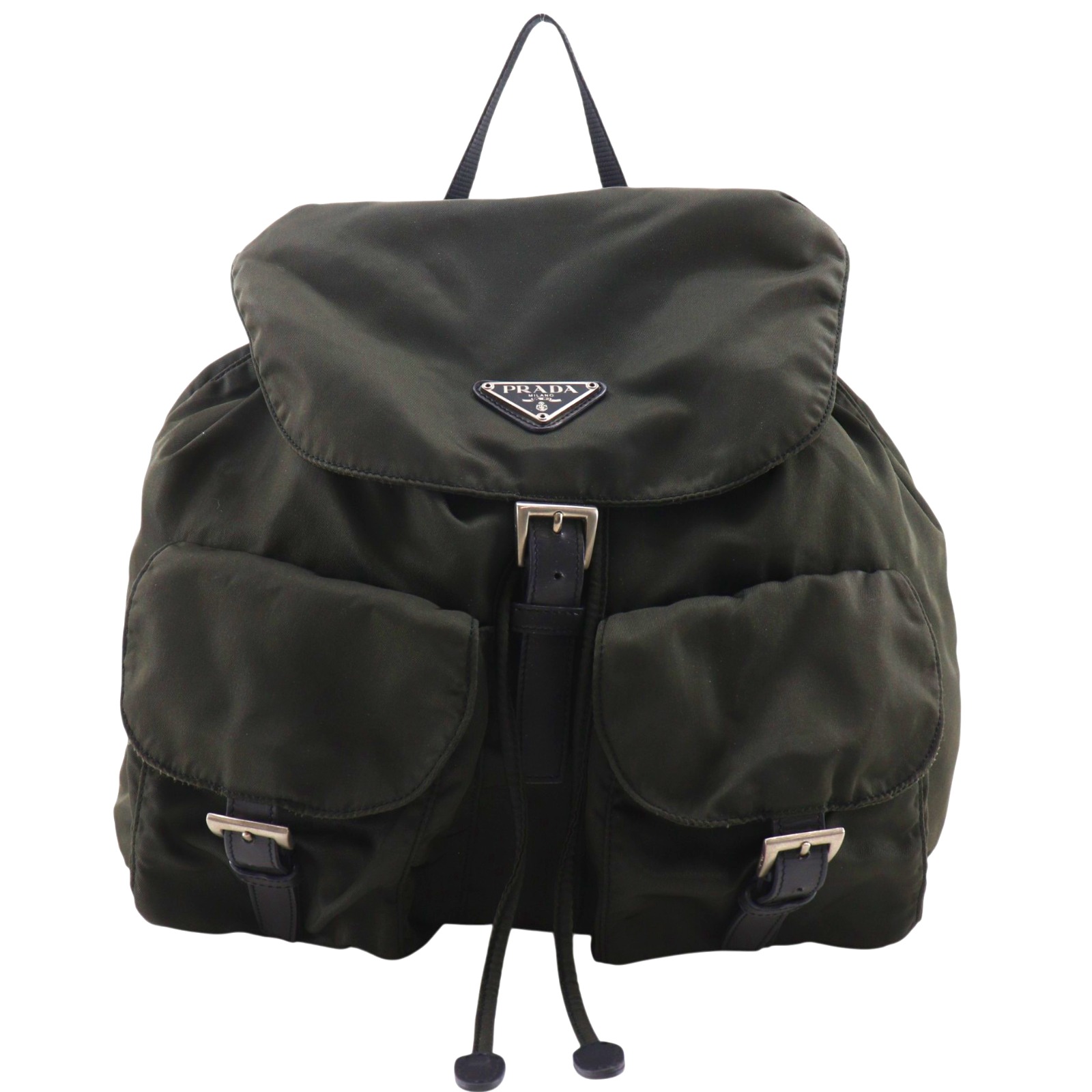 プラダ PRADA リュック・デイパック ナイロン カーキ 肩掛け 手提げ A5 ベルト金具 レディース【中古】|質にしきの【ブランド販売・買取】