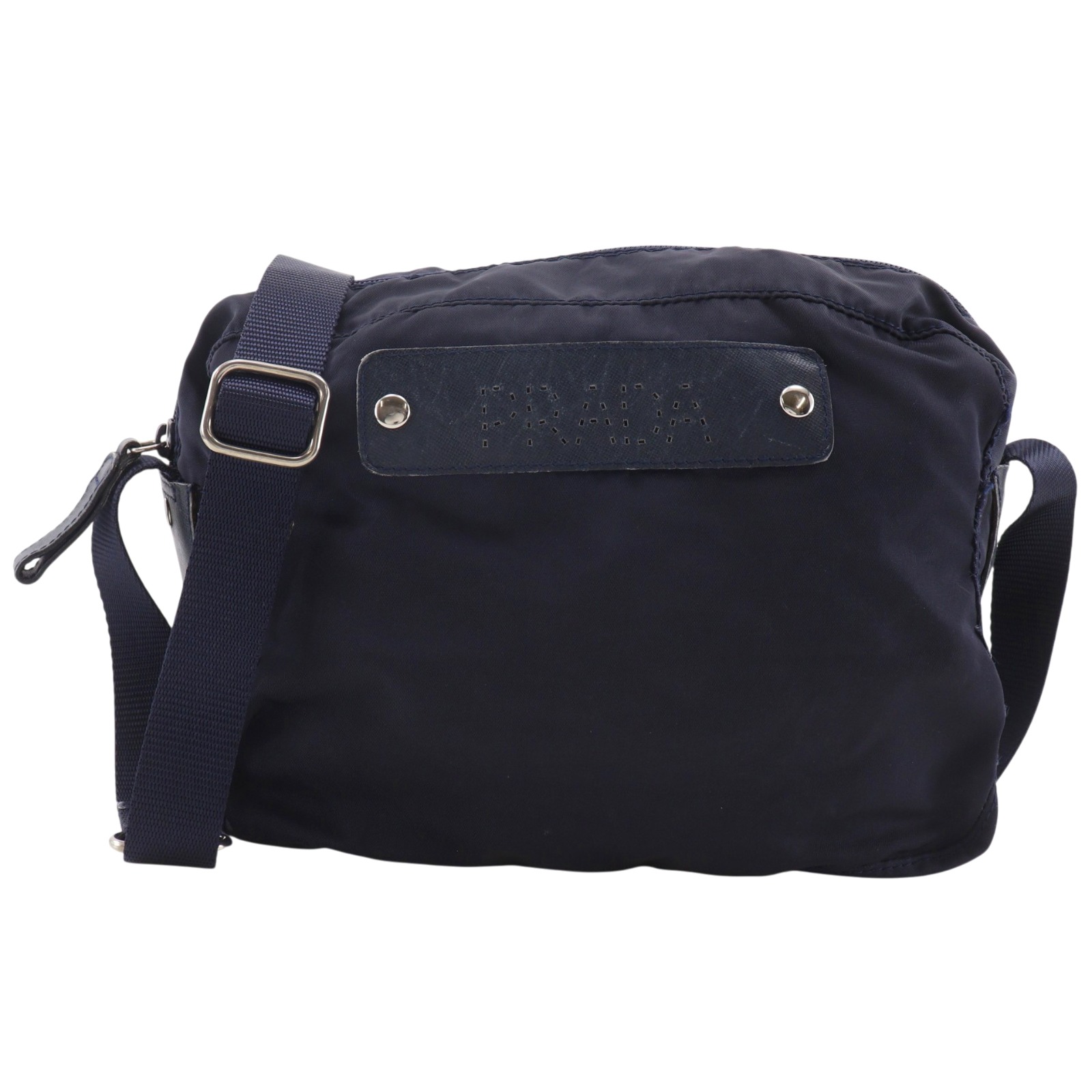 プラダ PRADA パンチングロゴ ショルダーバッグ ナイロン 紺 斜め掛け 肩掛け A5 ファスナー Punching logo ユニセックス【中古】B-ランク｜質にしきの【ブランド販売・買取】