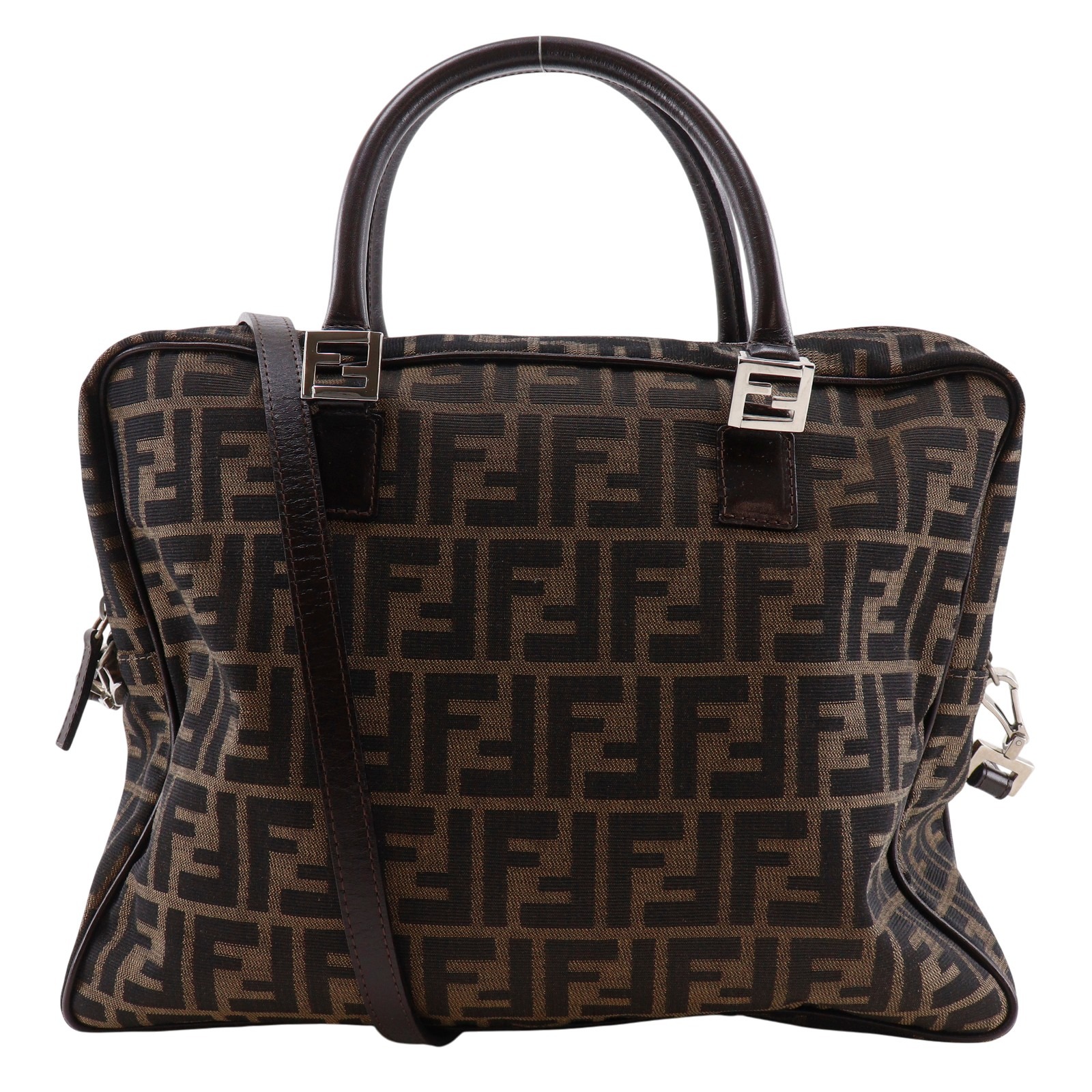 フェンディ FENDI ズッカ ビジネスバッグ 2WAYショルダー ナイロンキャンバス 茶 肩掛け 手提げ 2way A4 ファスナー Zucca ユニセックス【中古】A+ランク｜質にしきの【ブランド販売・買取】