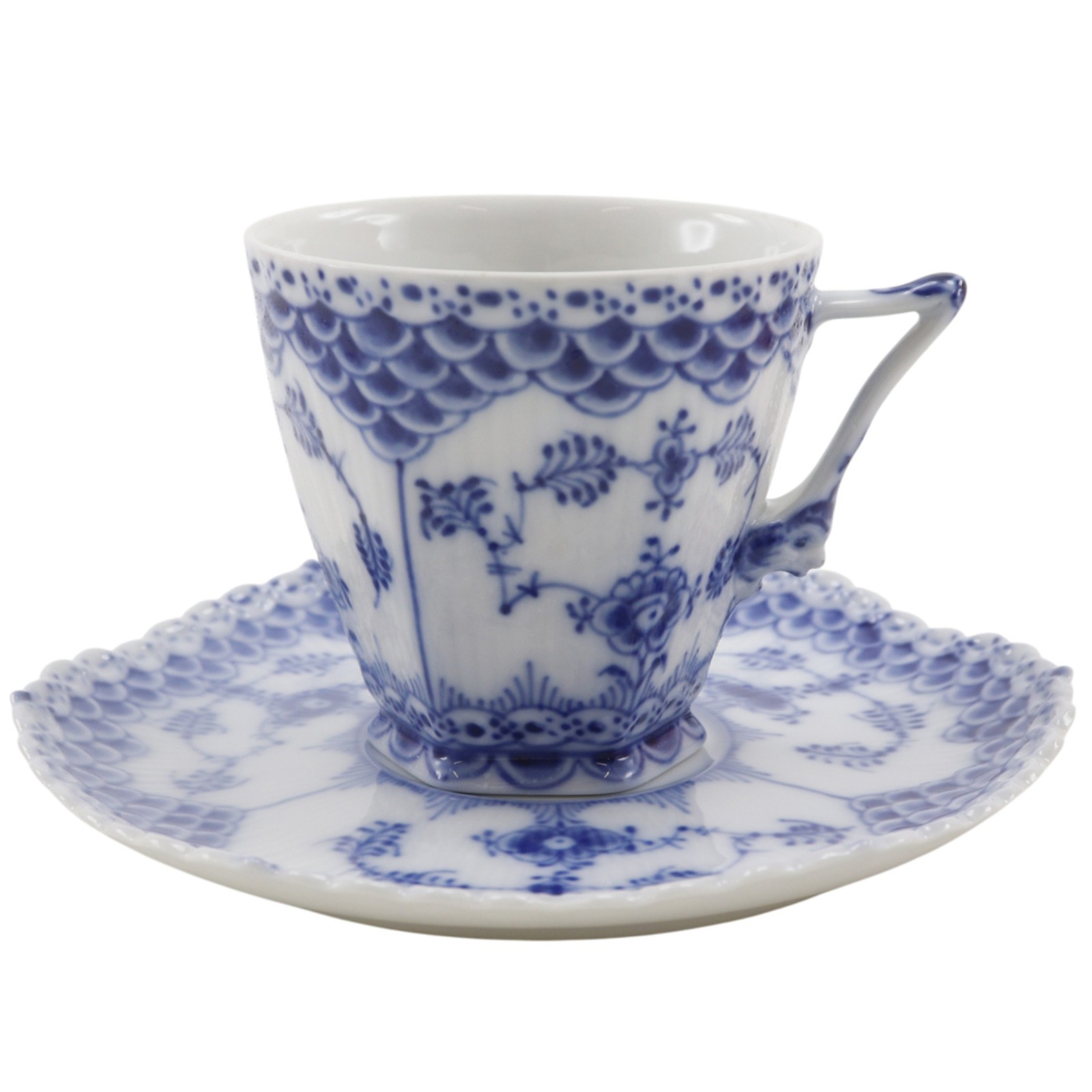 ロイヤルコペンハーゲン Royal Copenhagen ブルーフルーテッド フルレース 食器 1036 カップ＆ソーサー ポーセリン Blue fluted full race _【中古】A+ランク｜質にしきの【ブランド販売・買取】