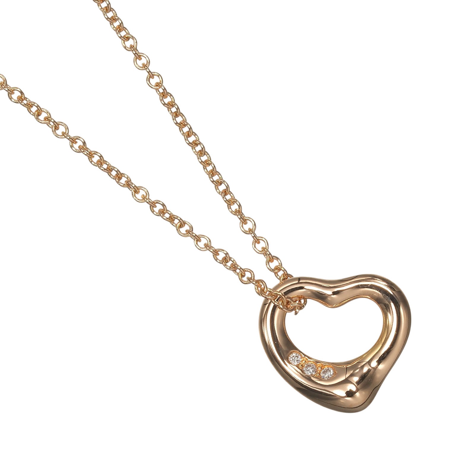 ティファニー オープンハート ネックレス K18PG ピンクゴールド ダイヤモンド 約2.84g TIFFANY&Co.【中古】Aランク|質にしきの【ブランド販売・買取】