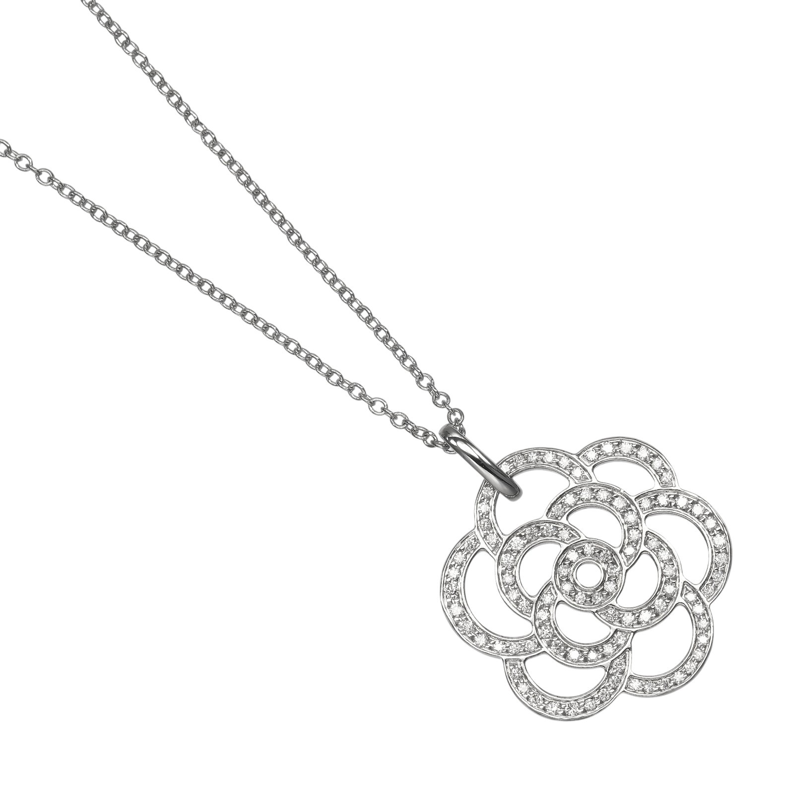 シャネル カメリア ネックレス K18WG ホワイトゴールド ダイヤモンド 約6.33g CHANEL【中古】Aランク｜質にしきの【ブランド販売・買取】