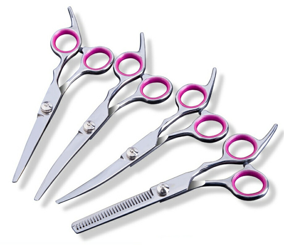 お気に入りの ペットトリミング ペット用シザー ペットはさみ トリミングシザー ペット用 トリマー 犬カットハサミ 猫ハサミ カットシザー セニングシザー 犬ハサミ トリミングはさみ 犬用はさみ 5点セット ピンク Qdtek Vn