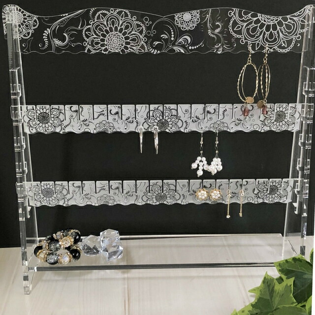 楽天市場 アクセサリー ピアススタンド 大容量 ホワイトアクリル ジュエリー ラック 収納 ディスプレイ インテリア 撮影用 ハンドメイド エヌ ライティング