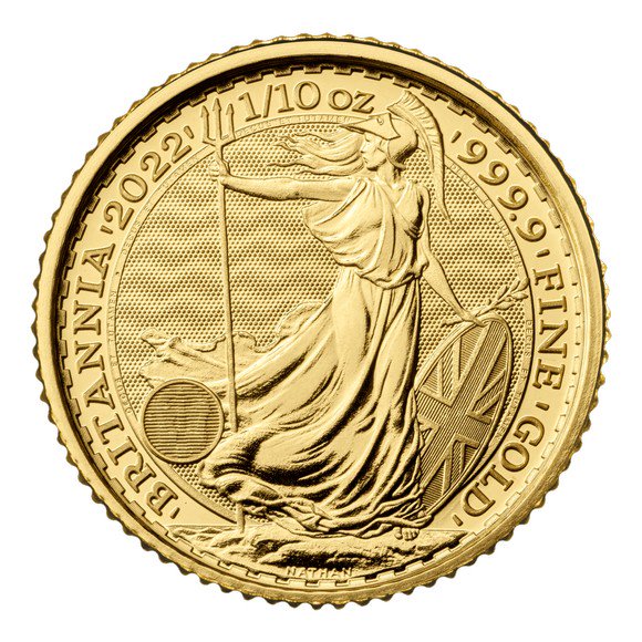 2022　1/10オンス　イギリス　ブリタニア　金貨　16.5mmクリアケース付き　新品未使用