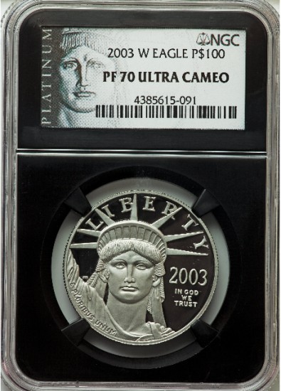 2003-W$100One-OuncePlatinumEaglePR70UltraCameoNGC