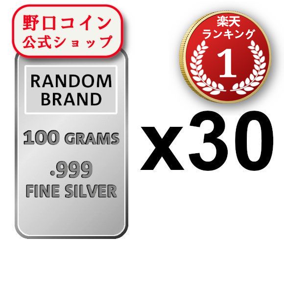 即納 　 100グラム ランダムブランド シルバーバー 99.9% 【30本セット】 ※※ 純銀 インゴット ingot シルバーバー SILVER 100g@152466365