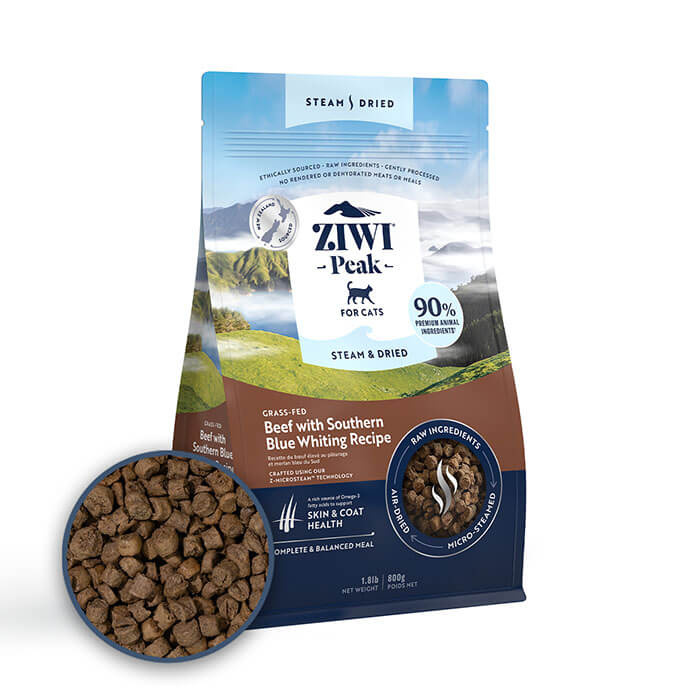 Ziwi Peak スチーム&ドライ キャットフード グラスフェッドビーフ with サザン・ブルー・ホワイティング レシピ 800g / 2.2kg ジウィピーク ジーウィピーク 魚 牛 ZIWI ※一部お取り寄せ商品※ 18,920円