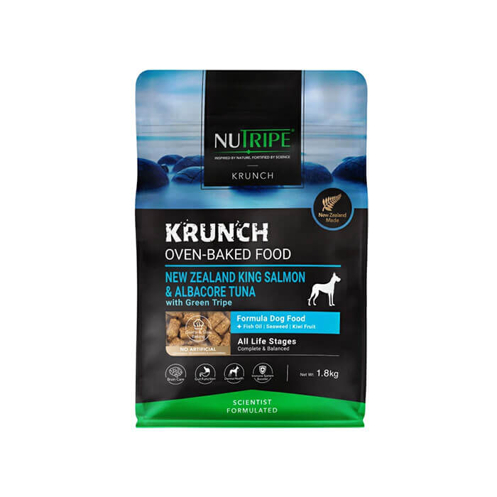 ニュートライプ クランチ オーブンベークド 第一人者年魚＆ツナwithグリーントライプ 1.8kg ドッグフード ボンネット 犬 上げ米 素っ気ないボンネット 年魚 トライプ ゼロ3 緑イ貝 グレインフリー ニュージーランド産 【NU TRIPE】