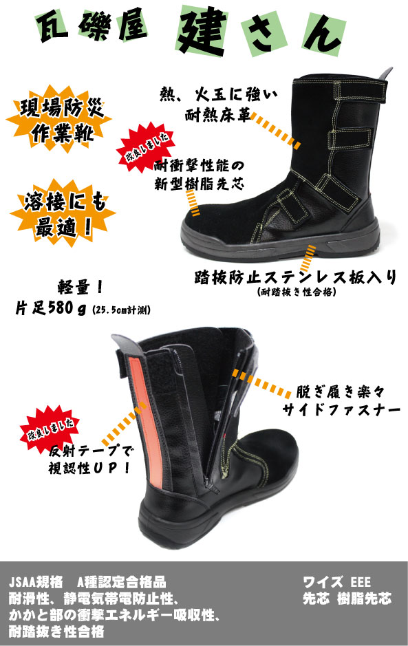 楽天市場 現場防災安全靴 瓦礫屋建さん 黒 N4080gk 壊し屋建さん復活モデル シューズショップ Nonnonxx01