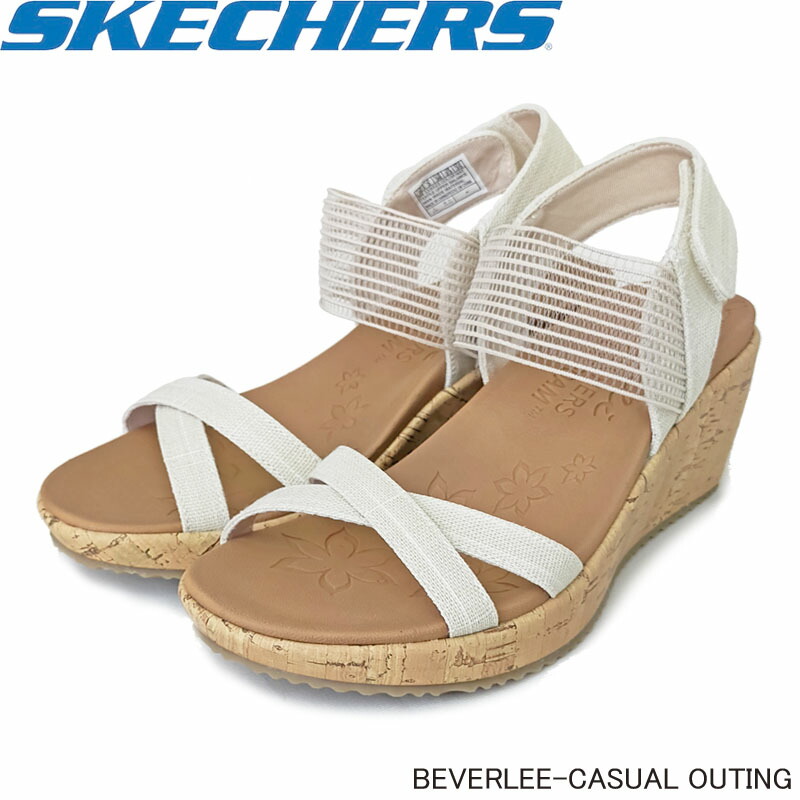 スケッチャーズ SK119323 コンフォートストラップスライドサンダル BEVERLEE - CASUAL OUTING ウエッジソール 低手向かい中敷き レディース